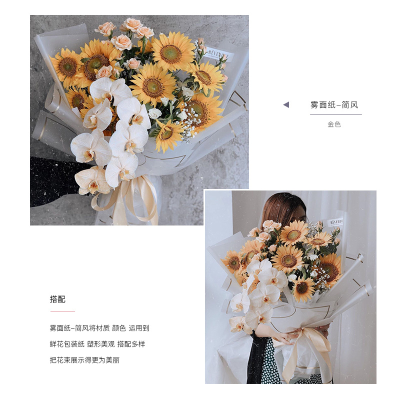 花衣裳方框条黑边雾面纸简风半透明纸鲜花礼品包装纸花店用品批发详情4