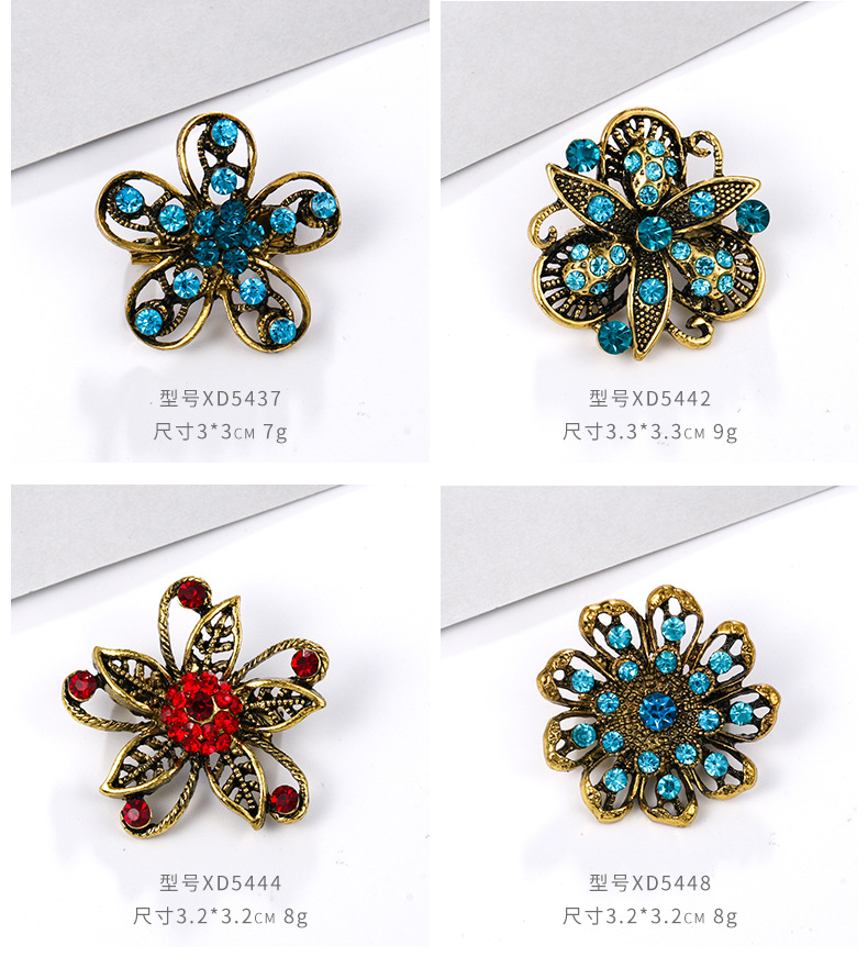 亚马逊时尚外贸卡装镶水钻胸针 合金水钻小别针胸花服饰 配饰批发详情5