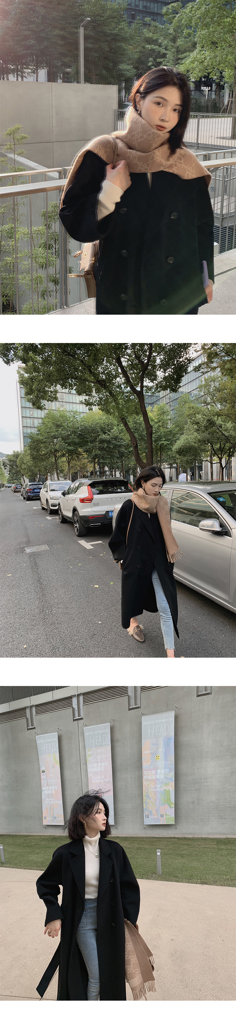 高级感大衣女冬季毛呢外套气质赫本风灰色加厚呢子小香风详情36
