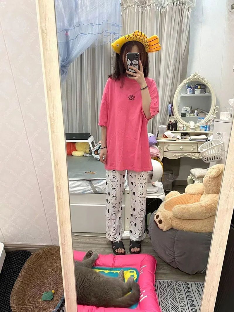 遛弯裤卡通睡裤女春秋新款居家可爱印花宽松休闲夏季空调防蚊长裤详情16