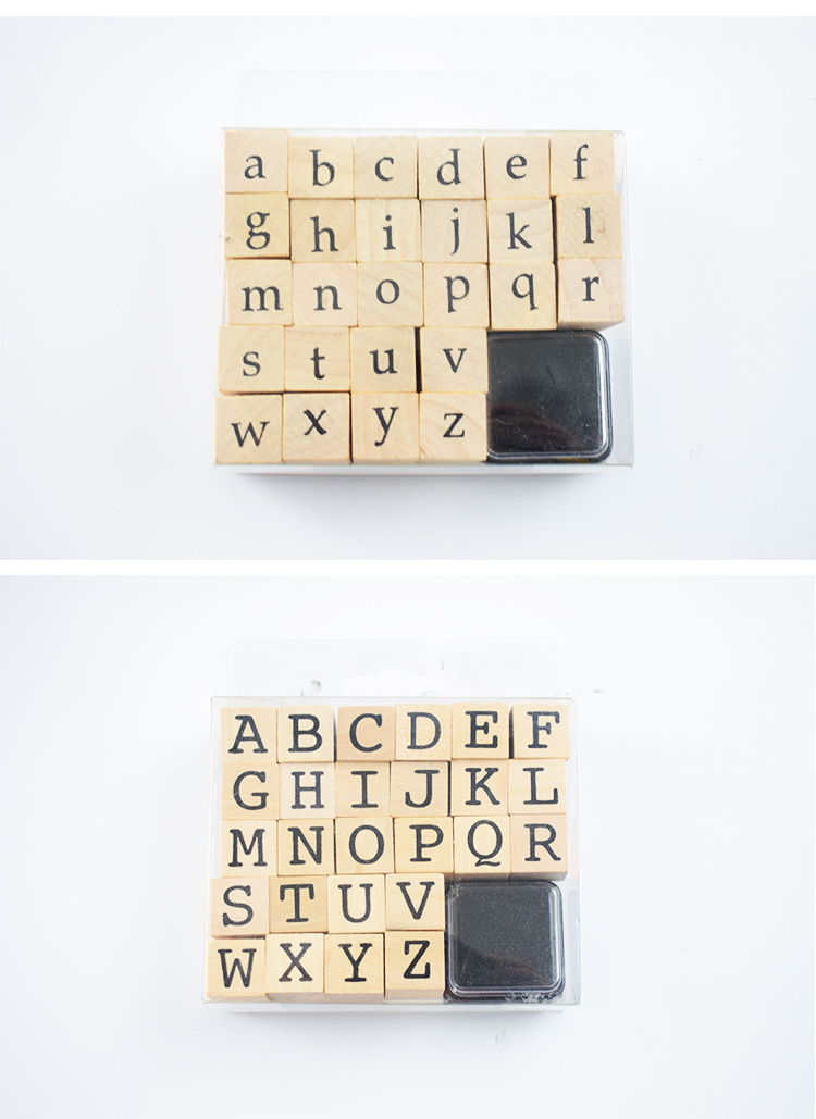 创意手账字母印章套装韩国复古木质印章手账日记装饰基础木质印章详情7