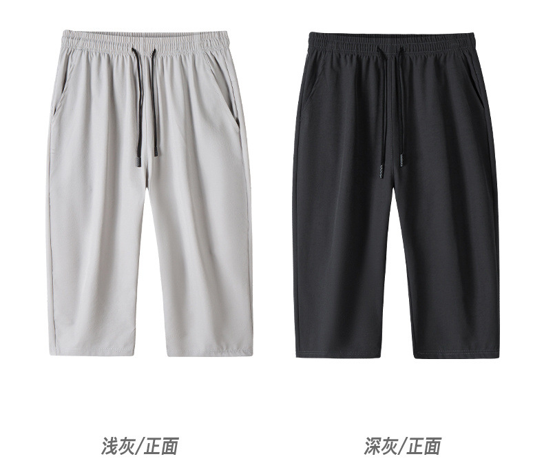 Ice Silk Seven-inch Pants for men 2024 Summer, a thin and trendy brand, loose beach pants for men, sporty and casual shorts for men pic 18