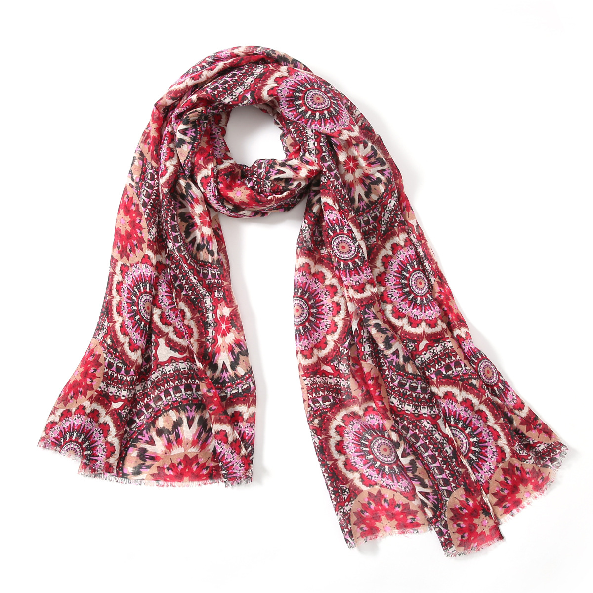 一件代发 新款出口欧美 时尚经典印花棉麻围巾女 披肩 工厂批发详情2