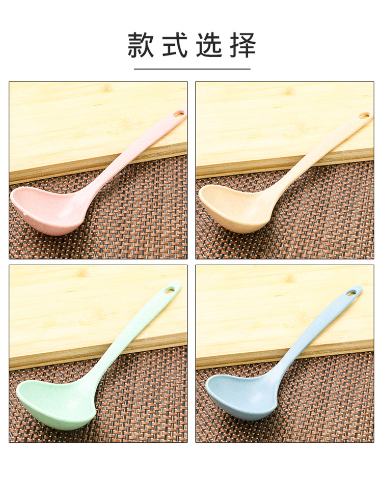 Foreign trade wheat straw soup spoons, household long-handled porridge spoons, kitchen plastic kitchenware, hot pot spoons, large porridge spoons pic 9