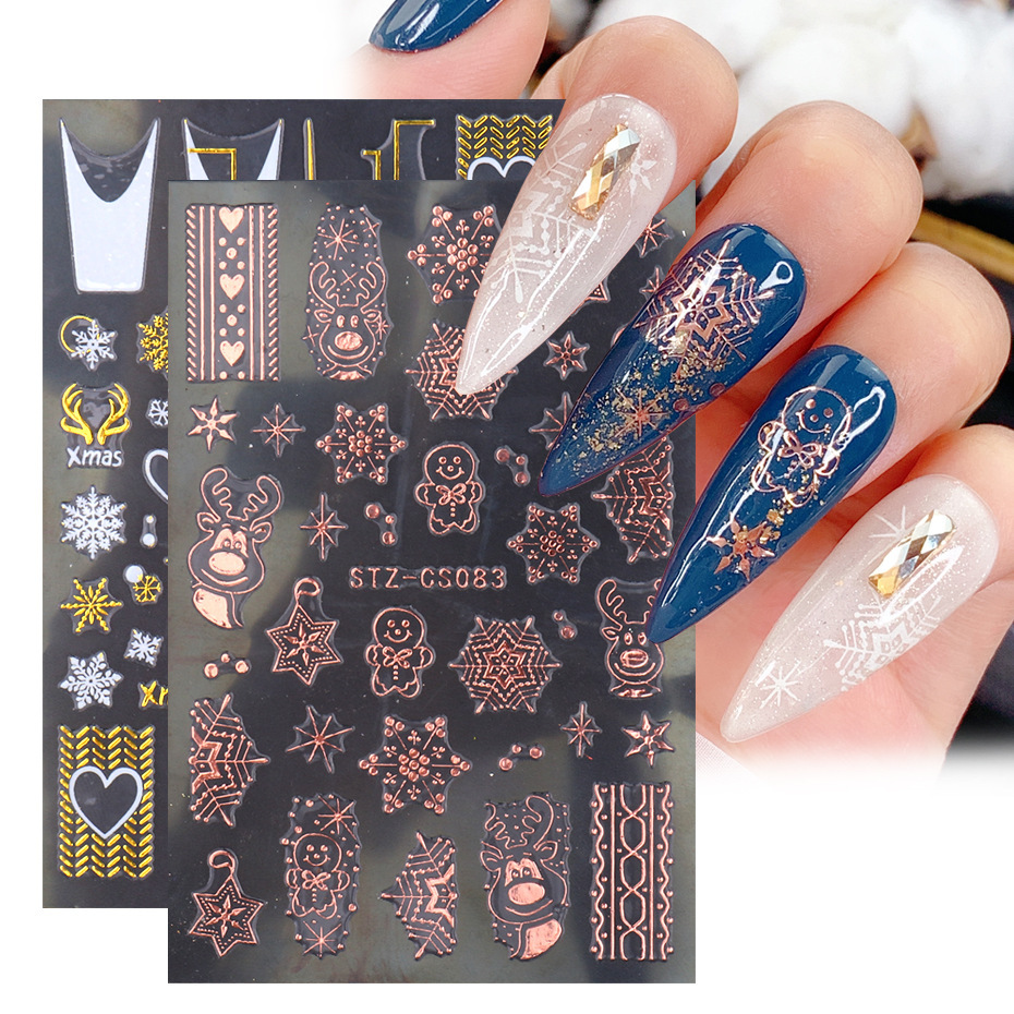 Cross-border new nail stickers ins Leaf Rose Heart Line Platinum Flame self-adhesive nail stickers shanilak pic 9