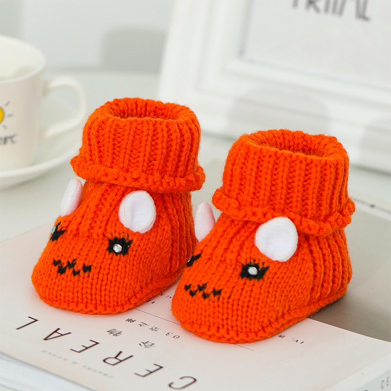 Otoño invierno 0-6 meses tejido a mano zapatos de lana de bebé cien días luna llena bebé no cae zapatos 3 más peluche zapatos de algodón engrosado pic 21