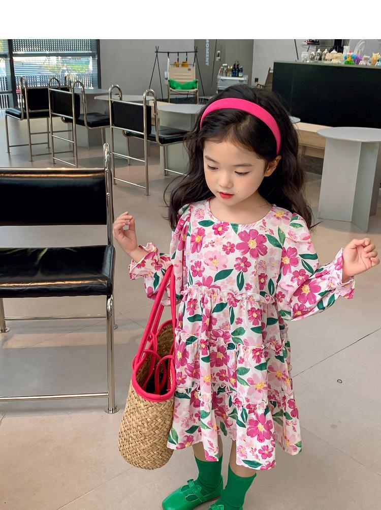 图图小象女童秋季童装儿童韩版碎花连衣裙洋气针织开衫宝宝套装详情49