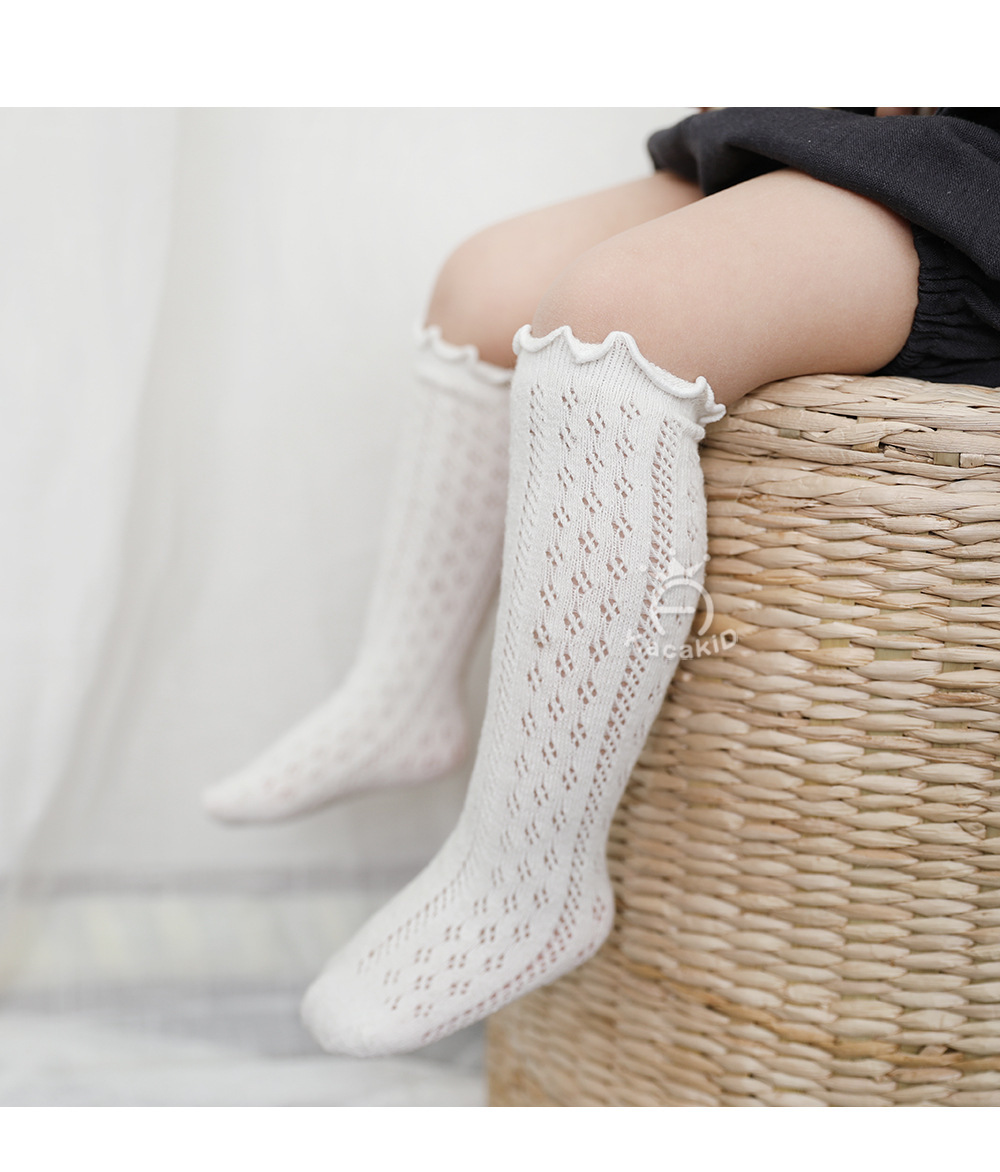 夏季防蚊袜婴儿儿童a类网眼袜西班牙女宝宝袜子中筒袜长筒袜童袜详情2