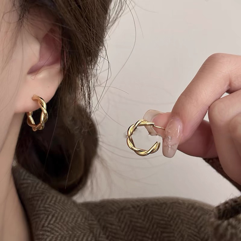 High-end, light luxury metal earrings for women, new style in 2025, with a unique and niche design. Stylish Korean earrings pic 12