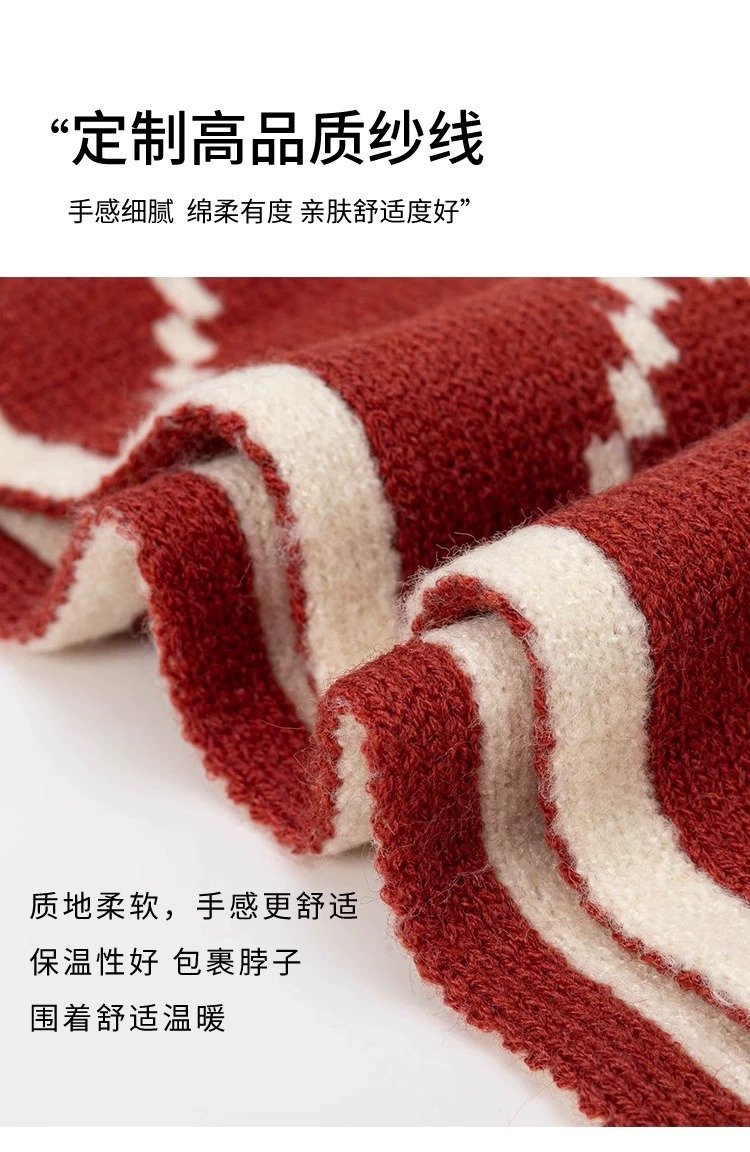 围巾女秋冬款韩版格子双面菱形围巾情侣高档百搭毛线围脖双面保暖详情4