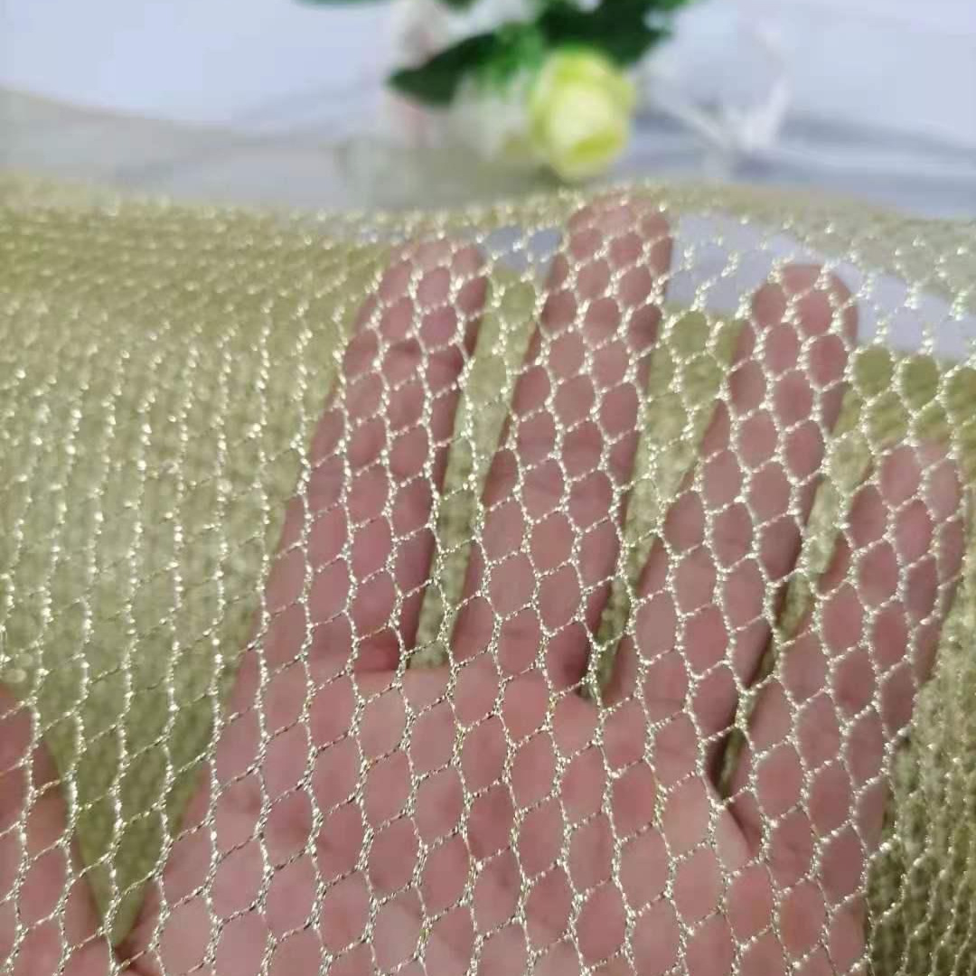 Mesh, gold thread, silver thread, hexagonal large-hole mesh fabric, clothing and textile fabric, shoe material, hat material, decorative bag material pic 9