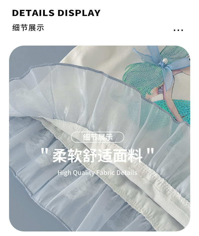 A new summer lace patchwork short-sleeved shirt for girls in 2025, a sweet and fashionable T-shirt for children pic 21