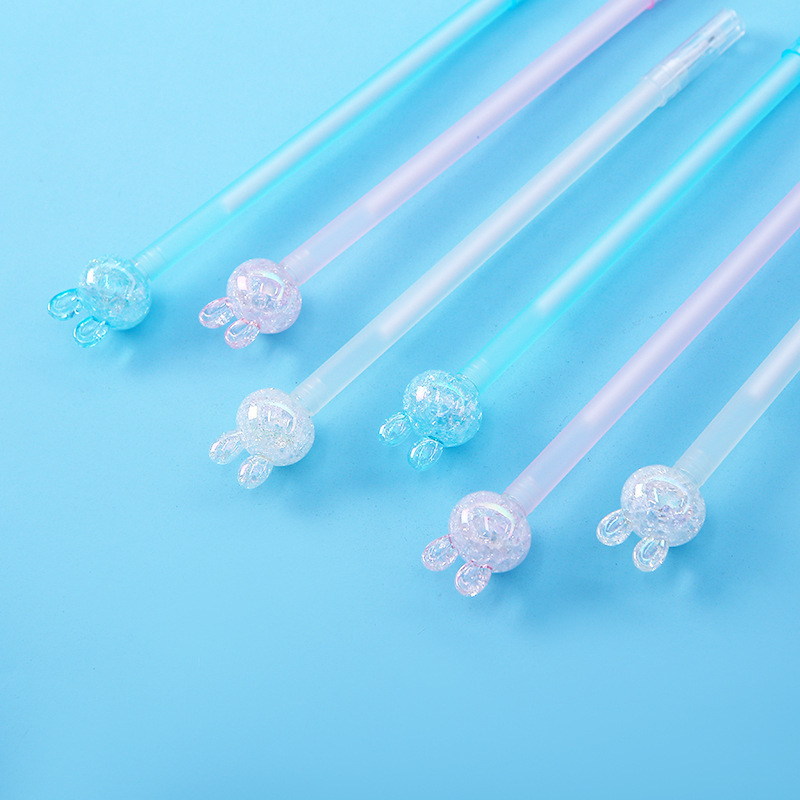 Wholesale of Korean-style creative crystal head shaped rabbit-shaped gel pens with dazzling laser designs for students pic 25