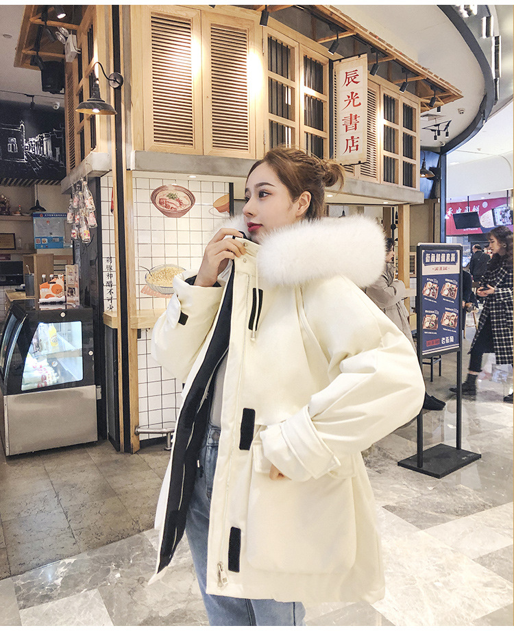 实拍羽绒棉服女小个子爆款中长款加厚韩版真毛领工装详情23