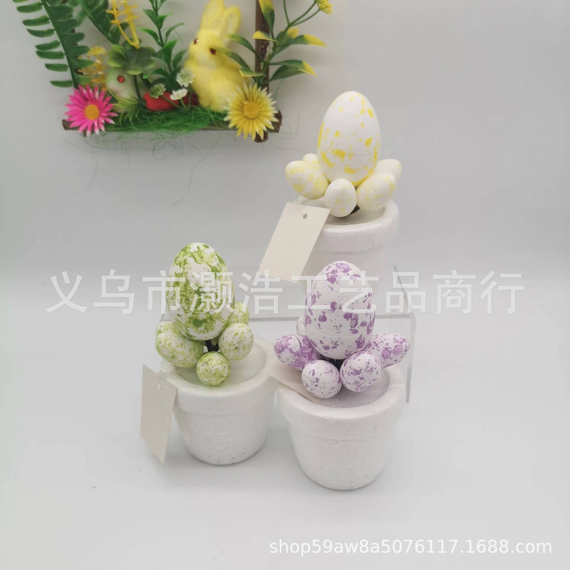 复活节仿真蛋类装饰品，盆栽，斑点蛋，彩绘蛋涂鸦蛋，日常装饰详情4
