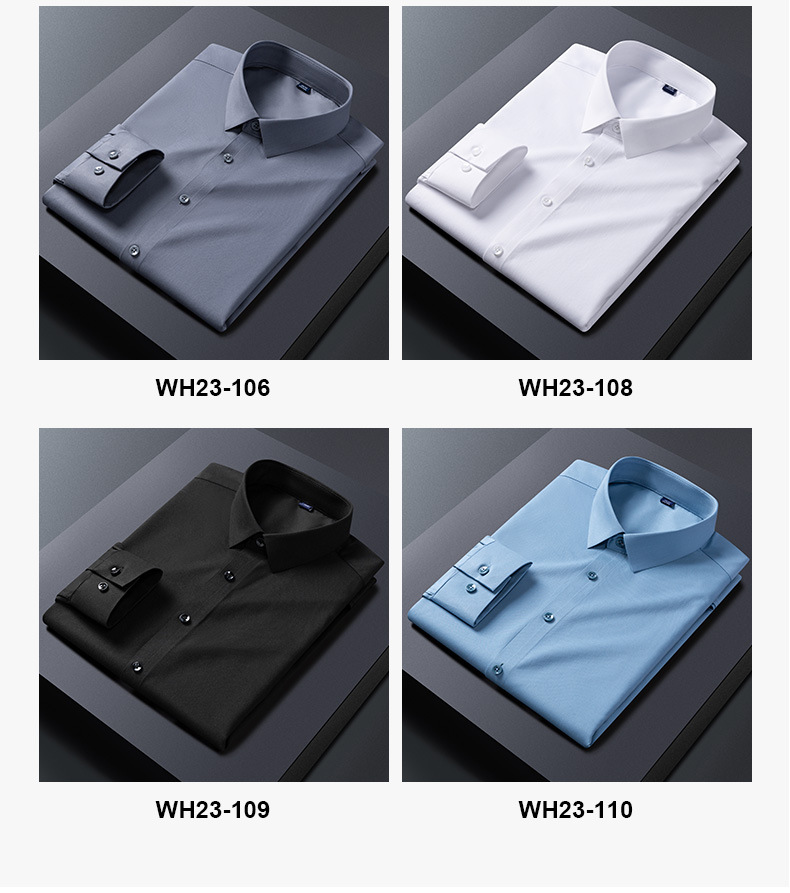 高档男士桑蚕丝无痕衬衫男休闲长袖衬衣男士商务天丝免烫批发代发详情11