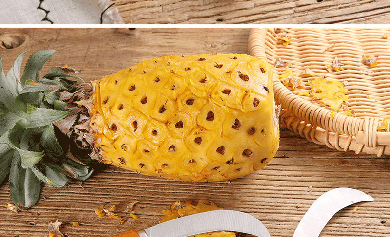 Stainless steel fruit pineapple knife, sharp wooden handle, small curved banana knife, fruit and vegetable peeler pic 3