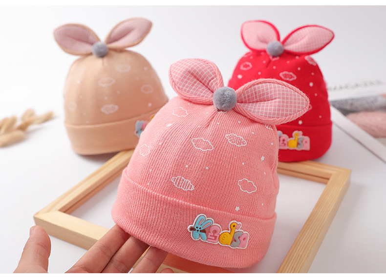 Conejo bebé sombrero de lana de invierno bebé calor gorra de gorra para lactantes recién nacidos litros per seriamente las orejas pic 7