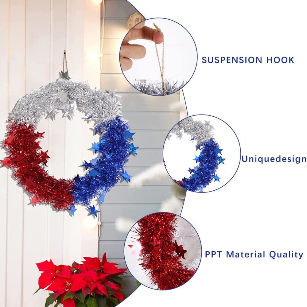25cm American Independence Day series Christmas colorful stripes, garlands, holiday decorations, pendants, door decorations, encrypted version pic 10