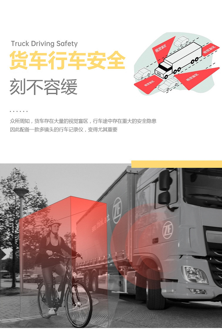 货车四路监控一体机高清记录仪360度全景前后左右倒车影像12V24V详情9