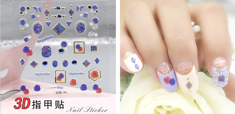 3D nail stickers, nail art stickers, laser stickers, new process, super adhesive back glue process pic 43