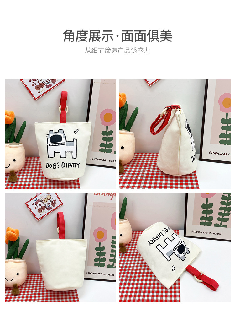 上班族便携妈咪帆布包购物学生可爱水桶型手拎便当带饭盒手提包女详情5