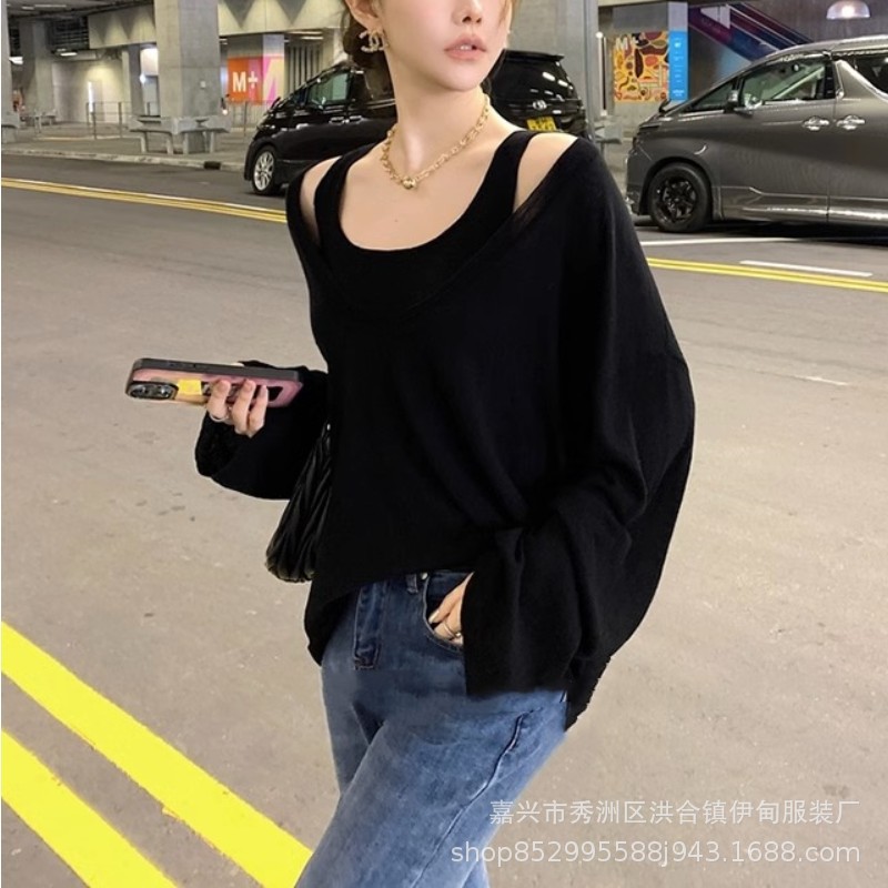 A two-piece set of woolen sun protection long-sleeved knitted top and vest for women in Spring/Summer 2024, featuring a thin, loose and casual cardigan T-shirt pic 23