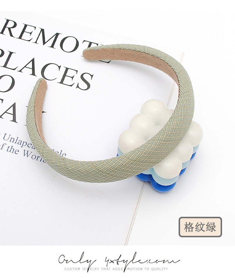 复古法式小香风宽边海绵发箍小方格增高颅顶秋冬外出压发饰头箍女详情6