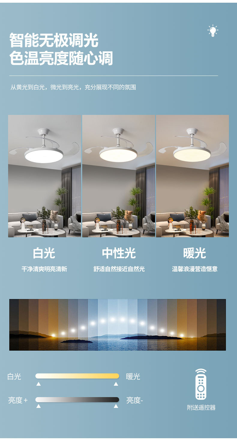 隐形风扇灯客厅现代简约家用大气一体北欧风扇吊灯餐厅卧室吊扇灯详情6