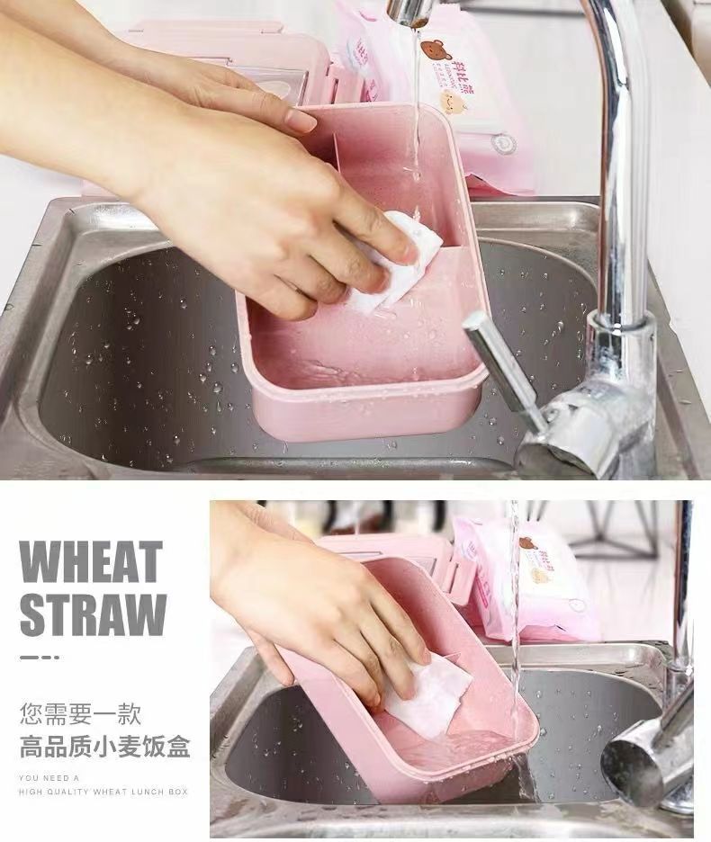 Caja de arroz de paja de trigo caja de bento de estilo japonés caja de alimentos para el hogar microondas caja de bento de aislamiento múltiple caja de almuerzo para estudiantes pic 2