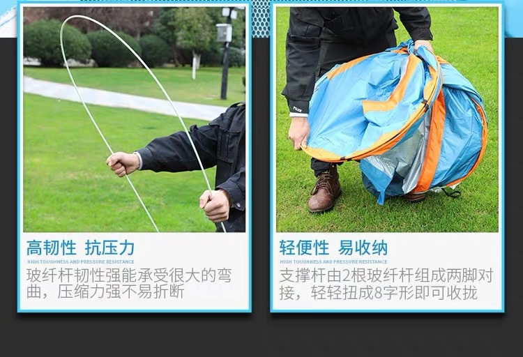 Langyue Outdoor Tent for two people 3-4 Fully automatic quick-opening logo camping tent, beach rainproof camping tent pic 13