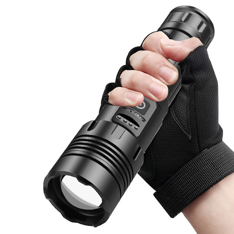 跨境XHP70+COB红白光强光手电筒 变焦P70手电筒 USB充电手电筒详情6