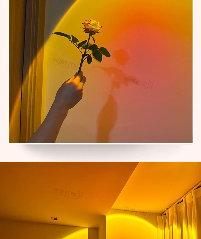 明装日不落射灯嵌入洗墙背景墙玄关直播商用日落夕阳过道氛围射灯详情32