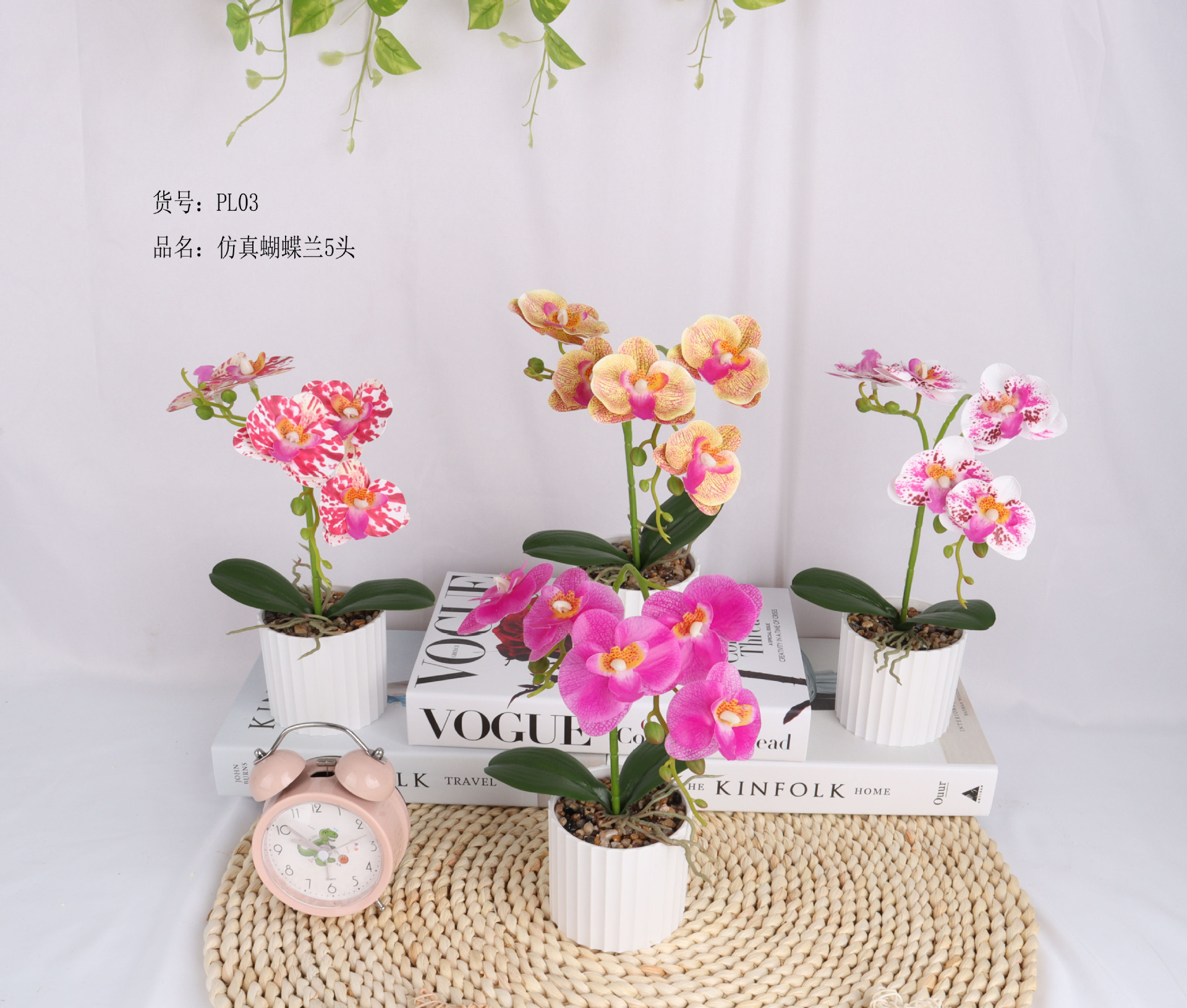 5-head artificial Phalaenopsis potted plants/artificial flower bonsai // artificial flower creative indoor small ornaments/Amazon factory pic 1