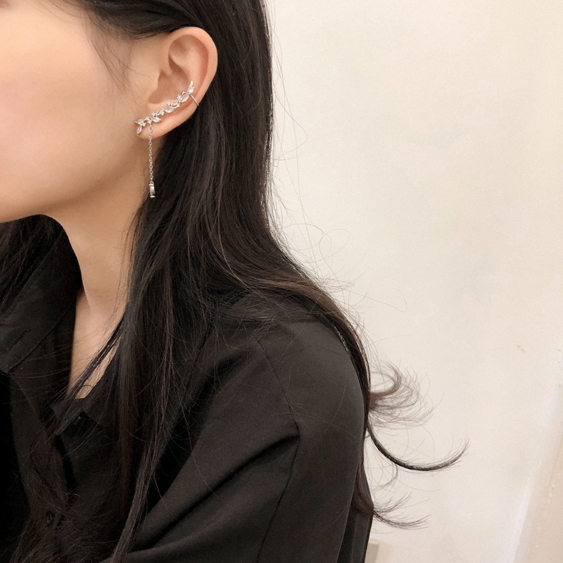 银色气质流苏耳骨夹无耳洞一体式耳钉耳夹小众设计高级潮耳环耳饰详情9