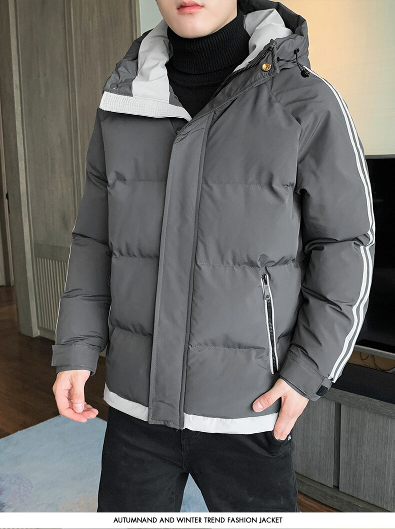 High-end large-sized winter hooded cotton-padded jacket for men, down cotton-padded jacket for overweight young men, and windproof cotton-padded jacket for overweight young men pic 13