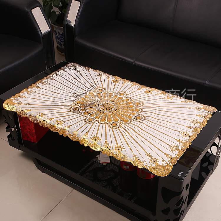 PVC table mat, creative gold-embossed hollowed-out coffee table mat, waterproof and anti-slip table mat, 60*100CM desktop decorative mat pic 8