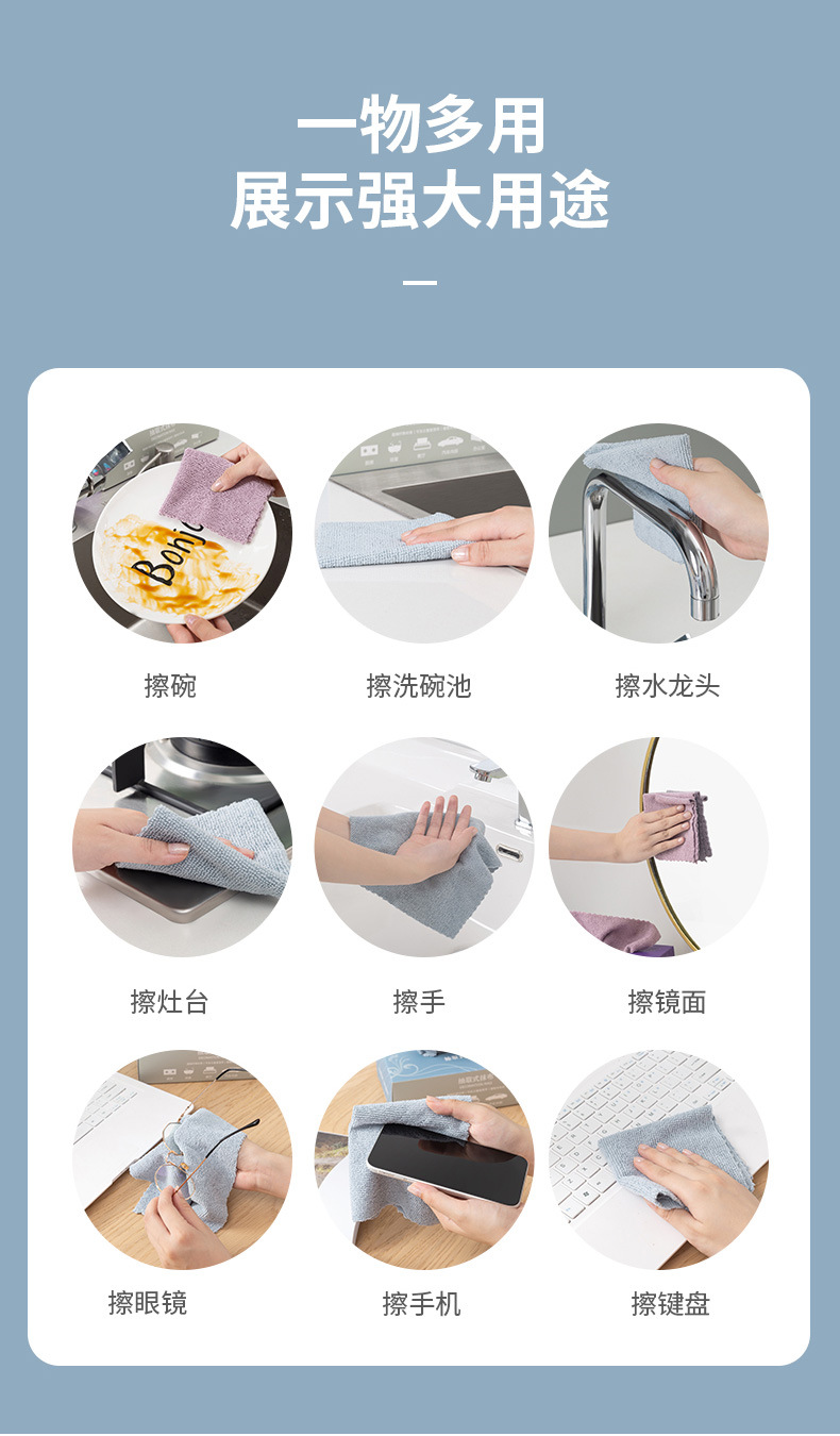 Pull-out cloths are less likely to shed fibers due to their better water absorption. Lazy cloths, dry and wet dual-purpose kitchen scouring cloths pic 17
