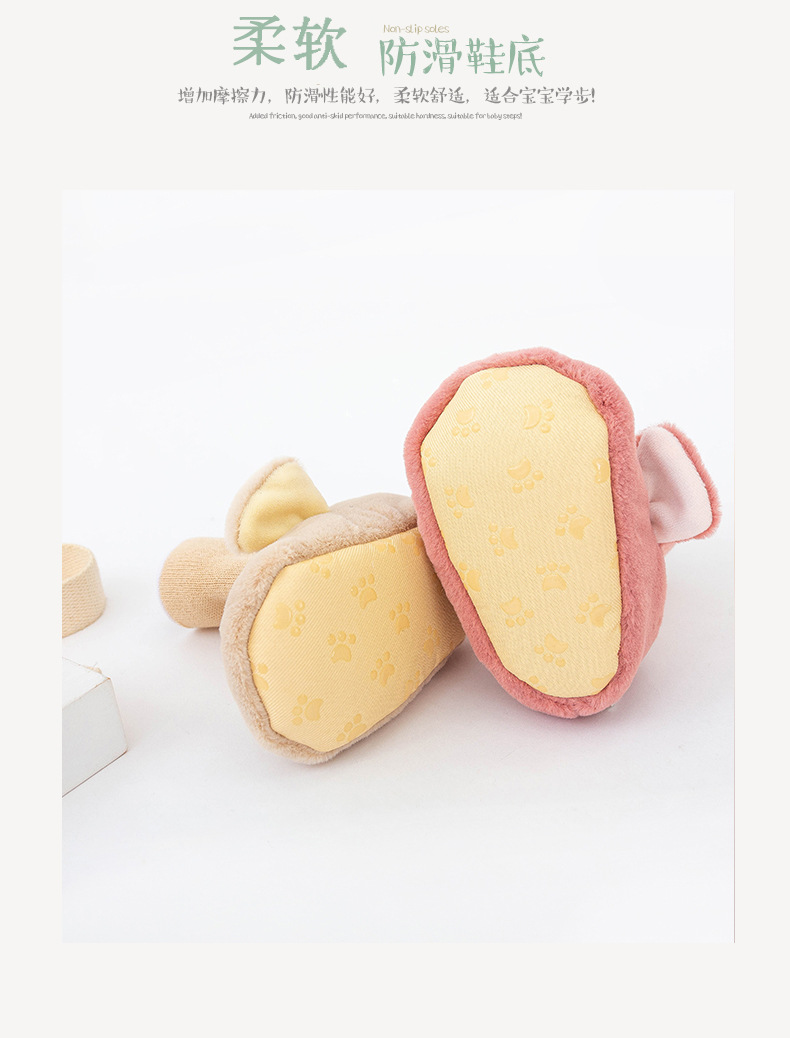 Newborns, infants, one-month-old babies, soft-soled shoes, foot covers, warm autumn and winter thickened and fleece shoes, socks, furry shoes pic 7