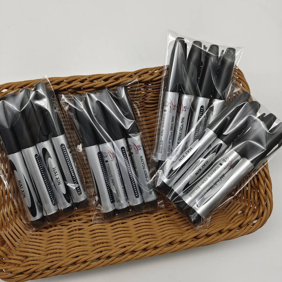 4 marker pens in a bag: large large-headed pen, black ink-filled large-headed pen, blue and red oil-based express logistics pen pic 21