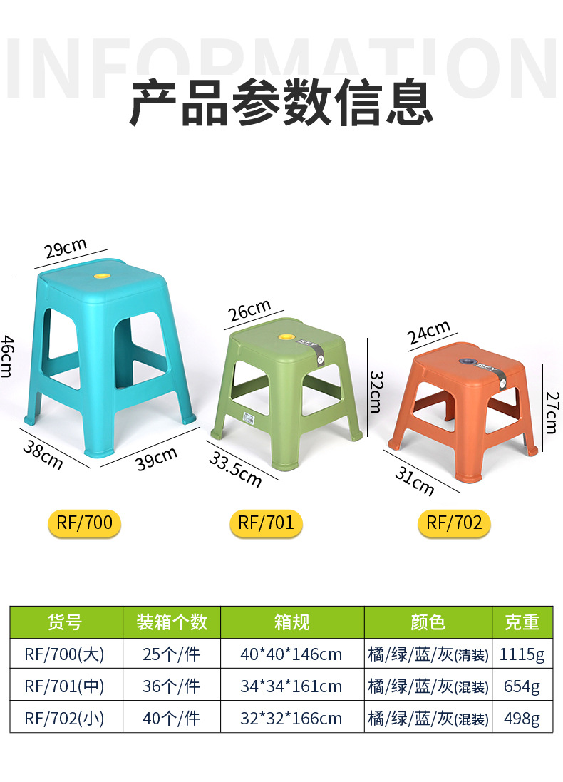 8592批发客厅房间板凳加厚塑料凳子家用换鞋凳时尚简约塑料凳子可叠放详情2