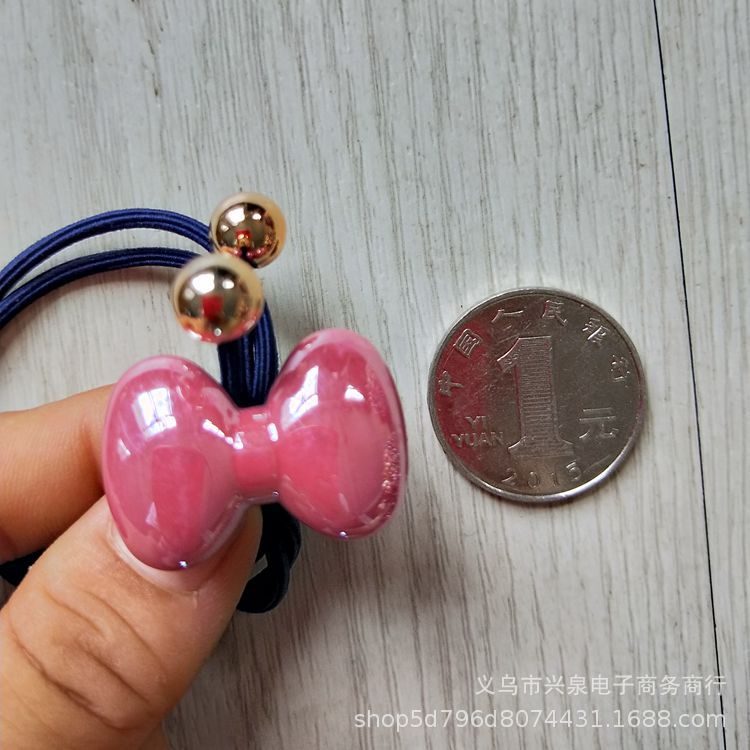 Yiwu premium leather band hair rope, bow, Korean-style colored hair rope, one or two yuan wholesale supply pic 5