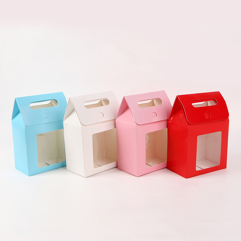 White card open window hand-held packaging bag, kraft cookie box, dessert bag, food paper bag, candy nougat bag pic 1