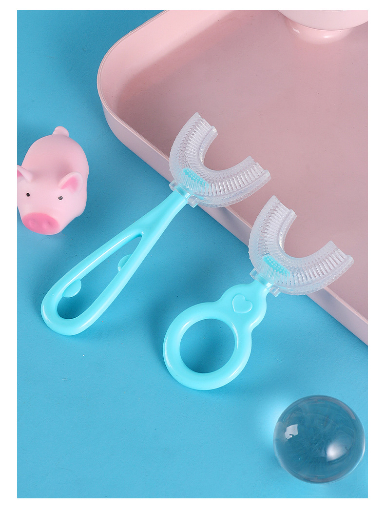 Children's U-shaped liquid silicone manual baby toothbrush, lazy mouth holding toothbrush, oral cleaning children's toothbrush pic 16