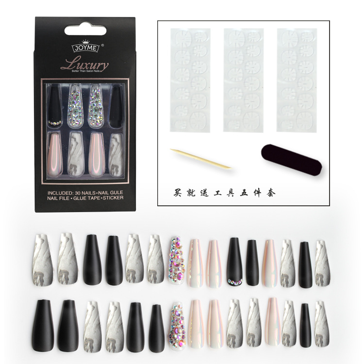 Special offer on 30 pieces of long ballet nail nail patches with diamonds pic 12