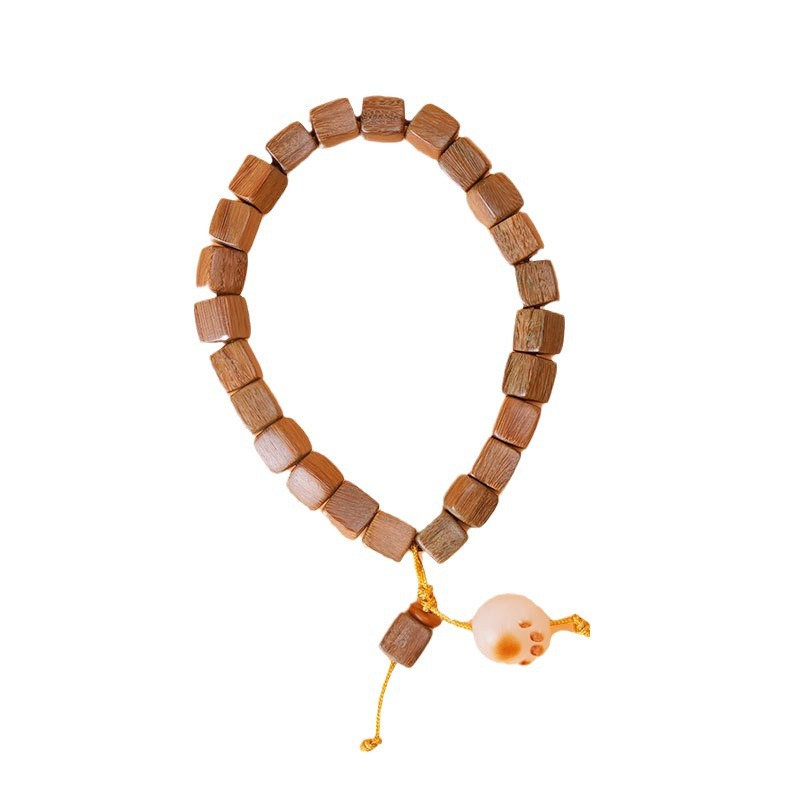 New cat paw lion dance green sandalwood square hanging charcoal burnt cat claw bracelet for women diy accessories simple cube sugar cultural play bracelet for men pic 3