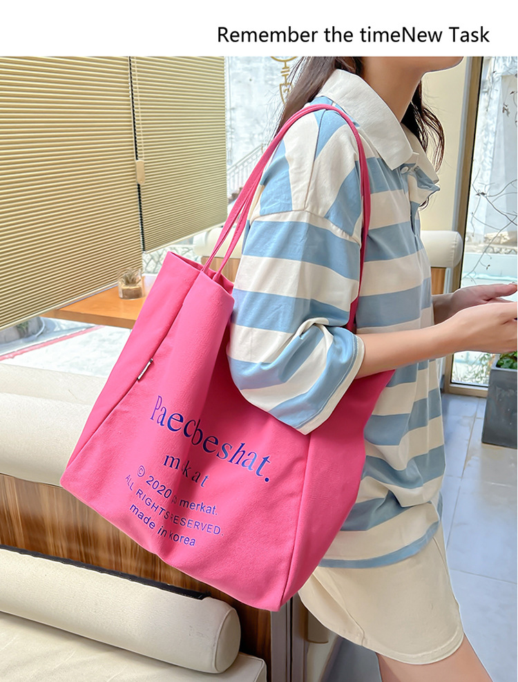 外贸潮流女包 布包新款韩版时尚简约单肩包 字母印花文艺托特包详情17