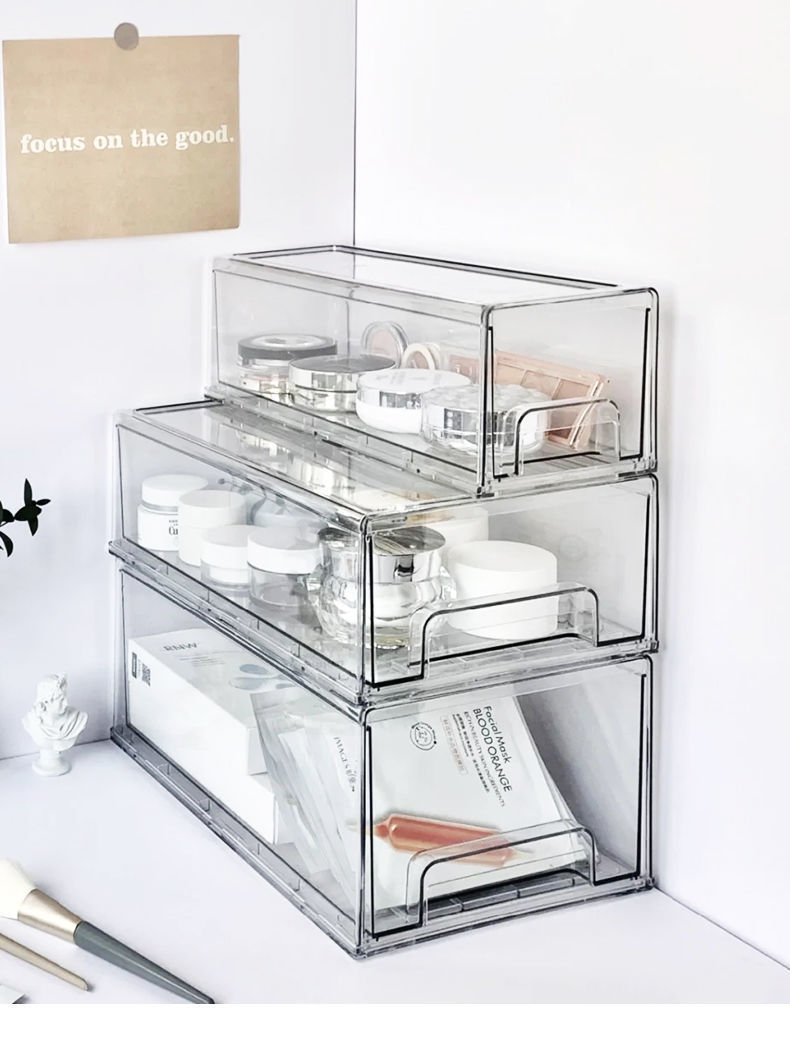 Mask storage box, light luxury transparent acrylic drawer-style cosmetics storage, dust-proof large-capacity desktop storage pic 5