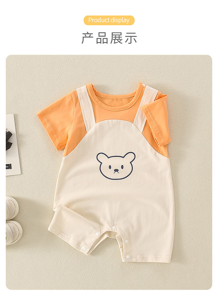 婴儿夏季衣服a类纯棉新生儿连体衣卡通可爱男宝宝外出短袖爬服详情6