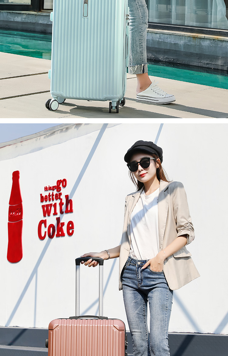 Aluminum frame suitcase with handle, swivel wheels, 20-inch password travel case, 24 Korean version fresh and clean luggage, carry-on suitcase pic 21
